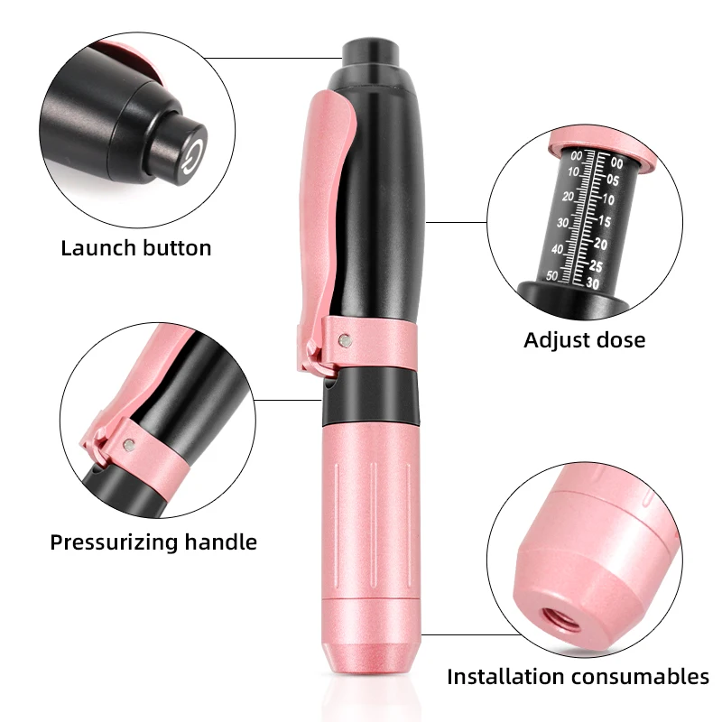 2 IN 1 0.3ML & 0.5ML Hyaluron Acid Pen Adjustable Pressure Pen jection Gun Needle-Free Atomizer Anti-Wrinkle Water Syringe