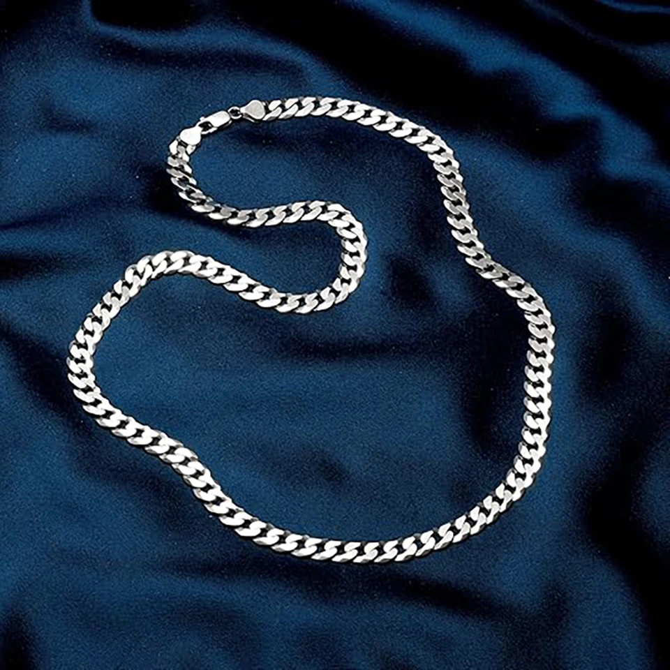 Men's 7mm Silver Plated Cuban Link Necklace