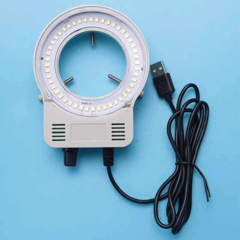 산업용 현미경 카메라 광원 링 램프, 조명 램프, 밝기 조절 가능, USB 인터페이스, 48 LED