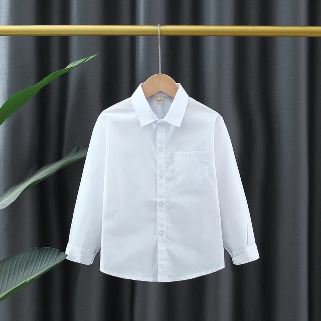 Chemises blanches à manches longues pour bébés garçons et filles, vêtements doux et confortables pour enfants de 90 à 170cm, nouvelle collection printemps et automne 1