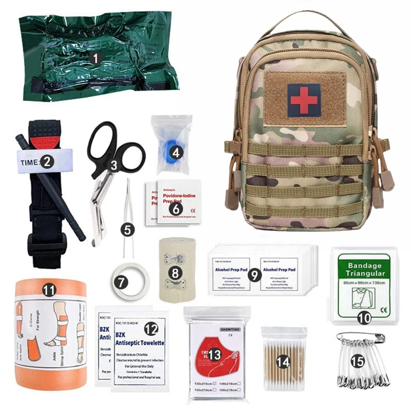 

Military Kit First Aid Kit Bag Outdoor Tactical Tourniquet Combat Medical Emergency Pouch Camping Gear Survival Tool Kit