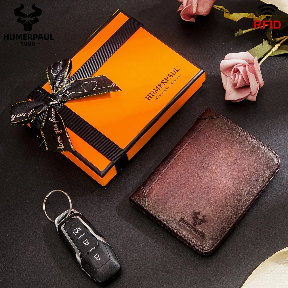 Carteras Doble Cremallera HNOOM Cartera Para Hombre De Piel RFID Bloqueo Con Cremallera, 17 Ranuras Para Tarjetas, Pequeño Monedero Con Cadena Cartera Grande Hombre