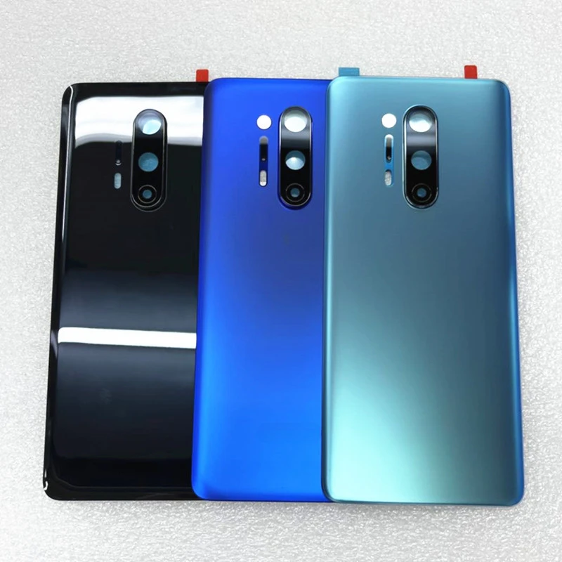 

NEW Rear Housing For Oneplus 8 Pro One Plus 8Pro Glass Back Cover With Camera Glass Lens Repair Replace Battery Door Case +Logo