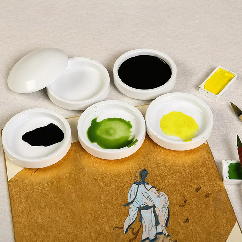 Five Layer Ceramic Material Paint Palette Multiuse Pigment Board Children Tool Saucer Dish Ink Tray Watercolor Palette