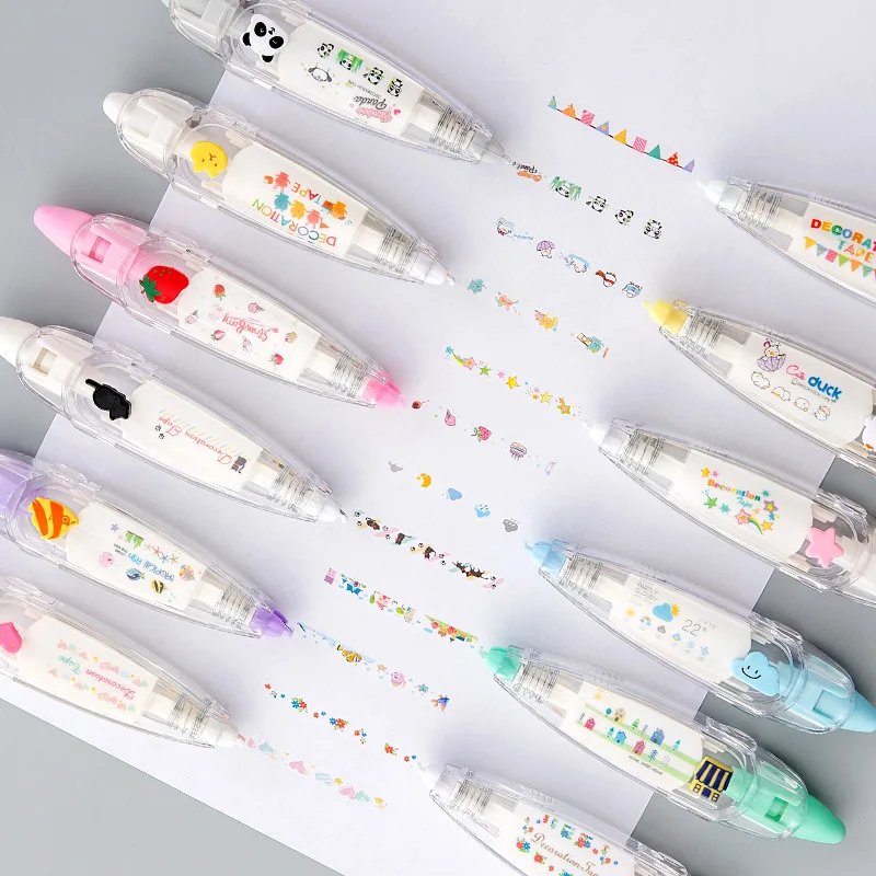 KawaiiDuck Panda Cherry Fish Balloon Strawberry Press Type Decorative Correction Tape Diary Stationery School Supply correction tape