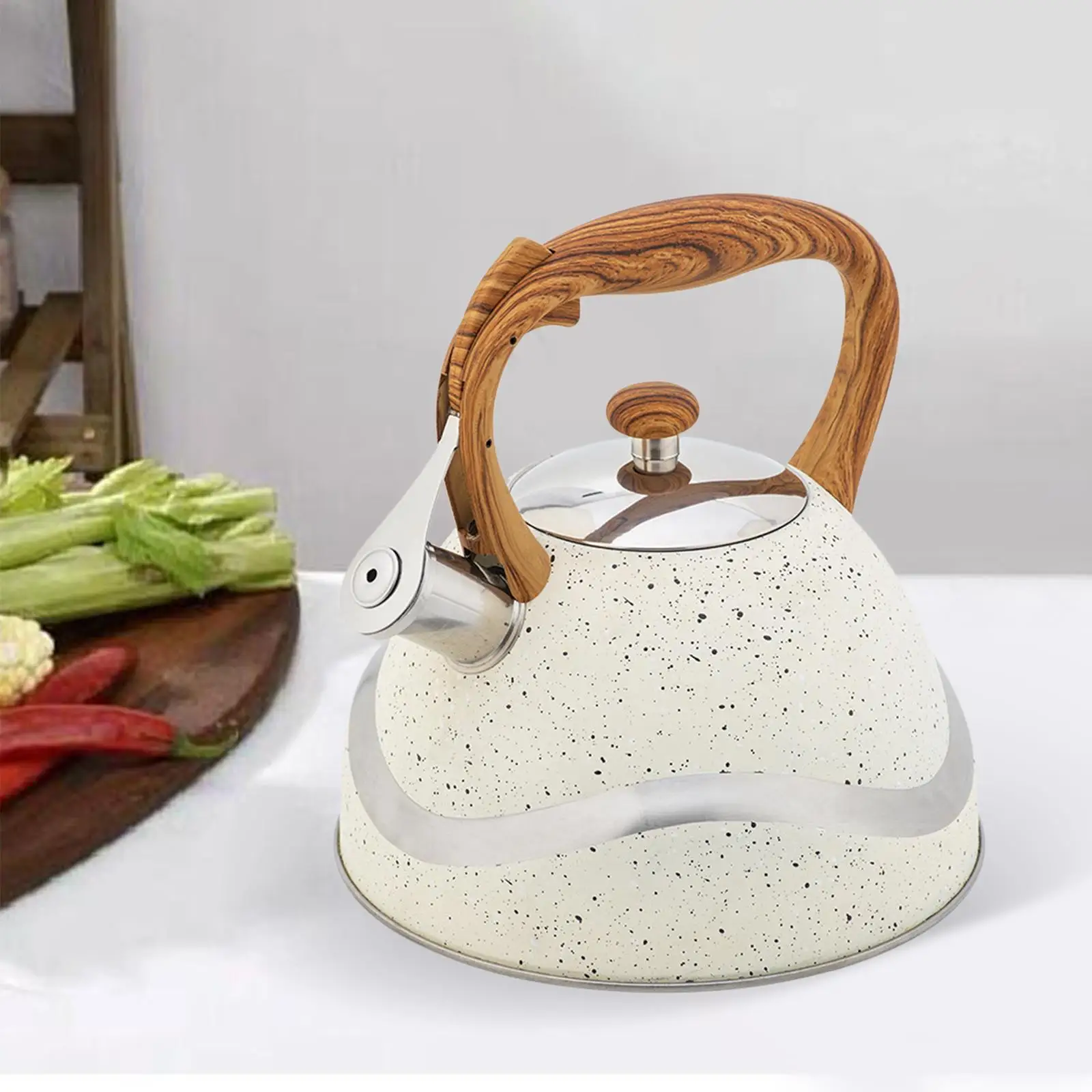 Teapot Kettle Hiking Teapot Picnic Tea Pot with Wooden Handle for