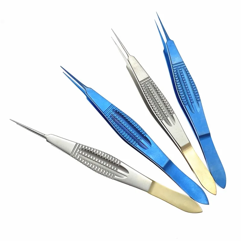 

Double Eyelid Tweezers Fat Licking Hook Fine PlasticTine Toothed Gold Handle