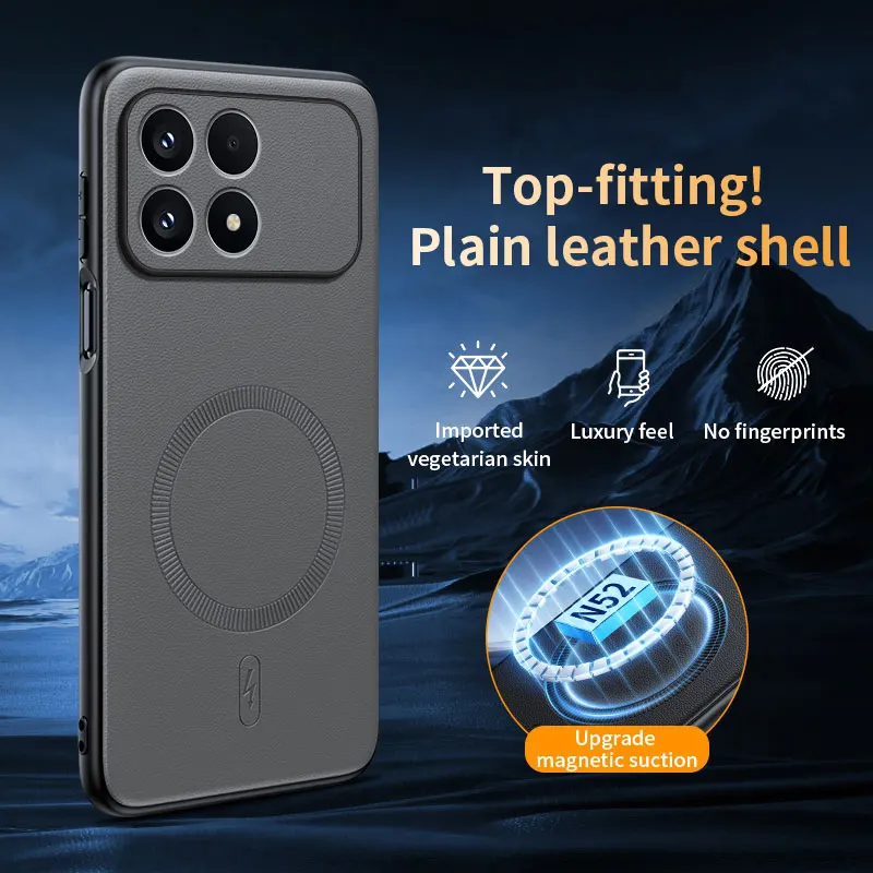 Sleek Matte Leather Magnetic Wireless Charging Case