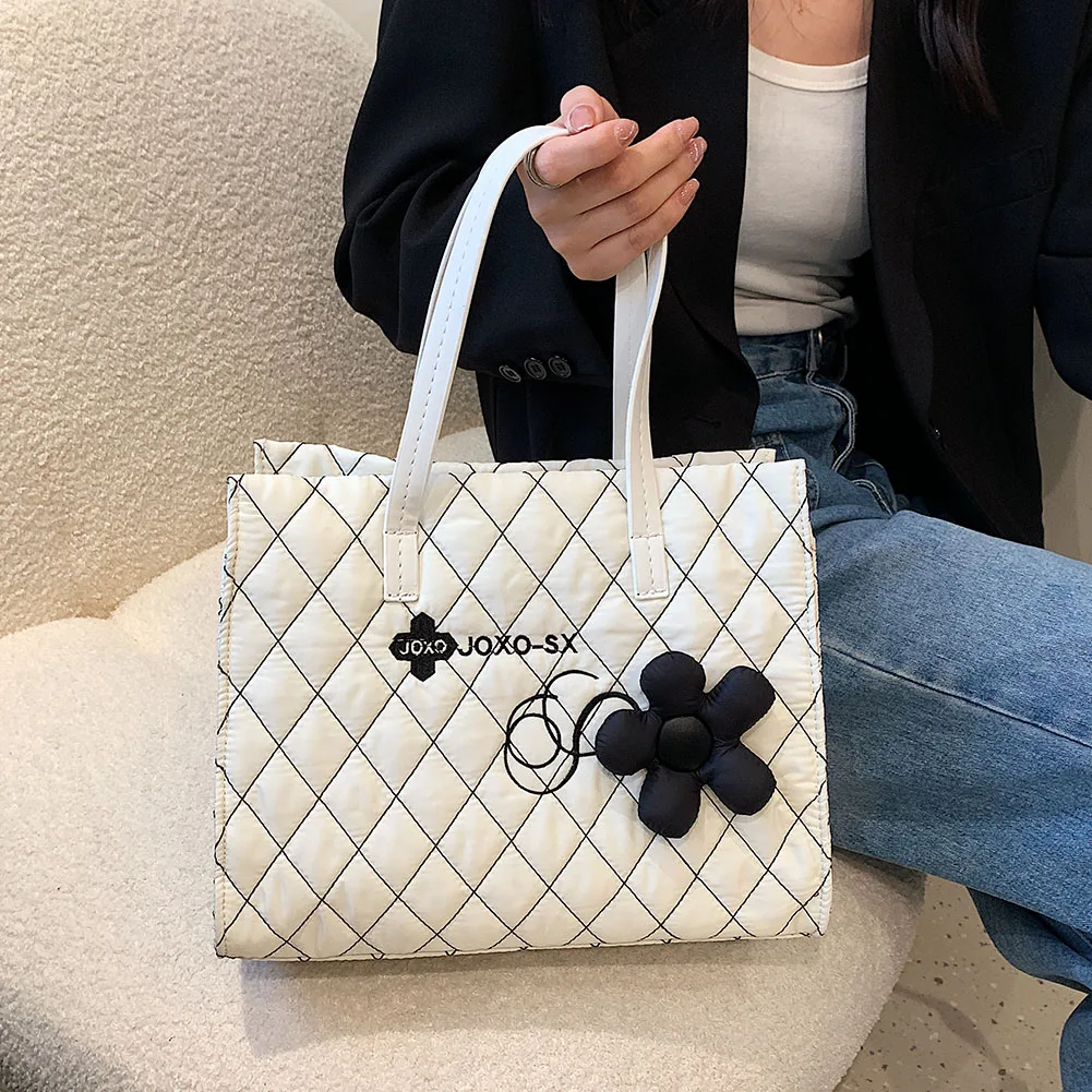 Chanel Black Checkered Leather Shoulder Bag Shopper Tote Handbag