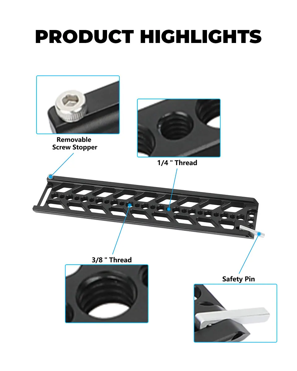 10" Bottom Dovetail Plate Quick Release Baseplate For Tripod Balancing Camera Se