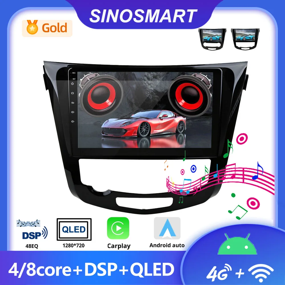 SINOSMART 안드로이드 GPS, Nissan Qashqai J11 X-Trail T32 Rogue 2014?2021용, OEM 7인치 화면 미포함 차량용, BOSE·360카메라·CarPlay·안드로이드