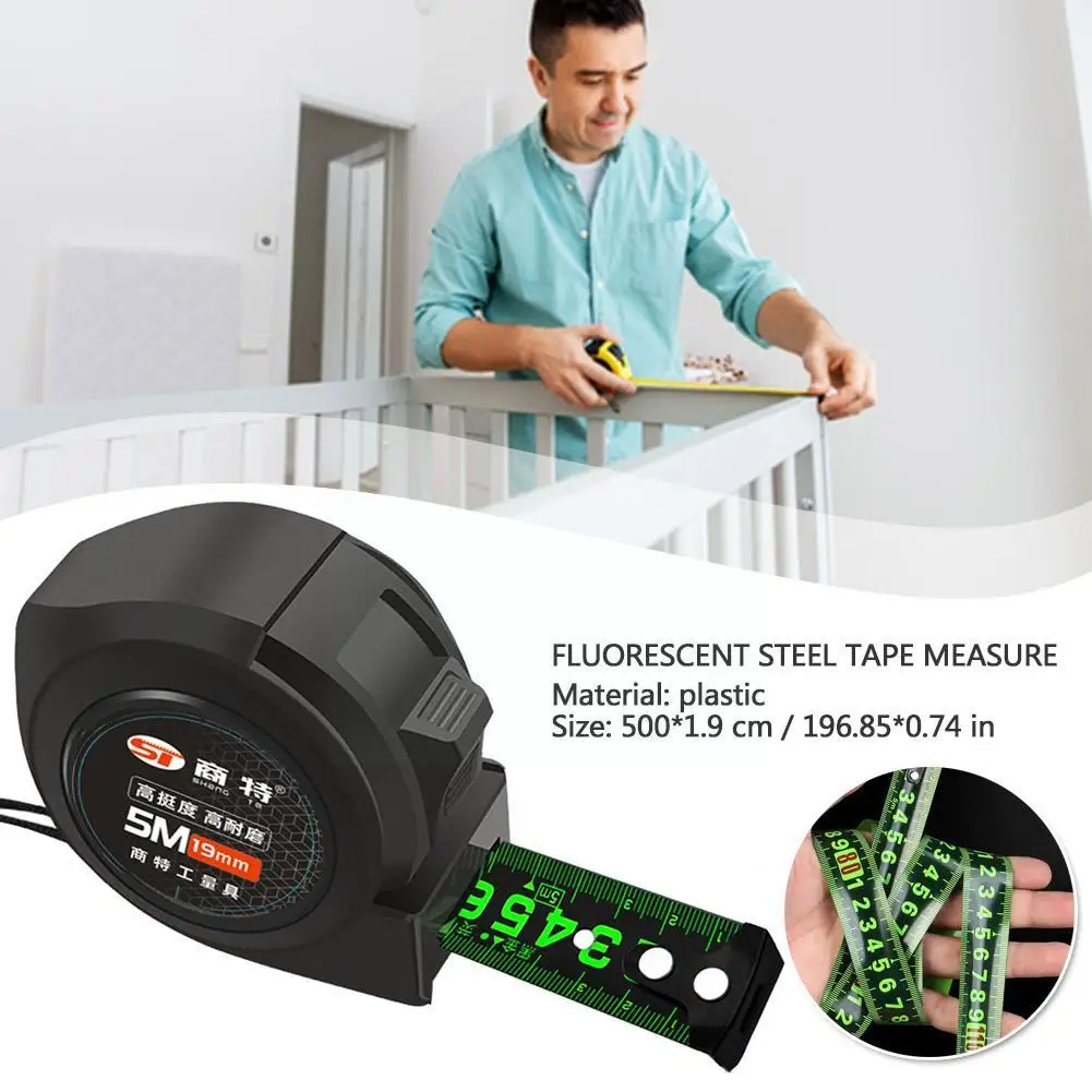 Self Fluorescent Steel Tape Measure hard-wearing Resistant Measuring Fall And Drop-resista U6F0