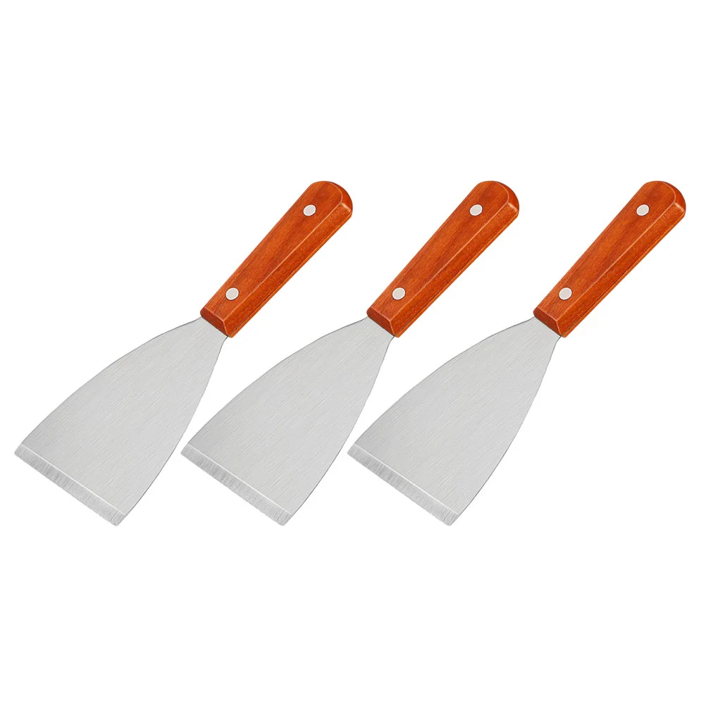 

3Pcs Slant Grill Griddle Spatula Scraper Stainless Steel Diner Flat Straight Steak Spatula Turner Flipper Scraper Barbecue