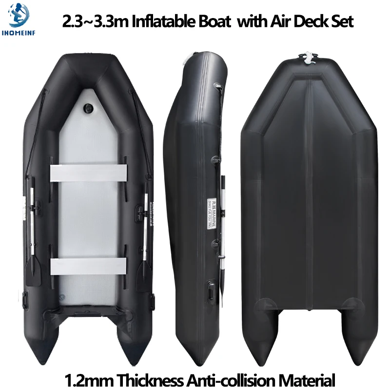 Bateau de pêche gonflable PVC 2.3-3.3m avec pont aérien 1.2mm anti-collision pour rafting et kayak