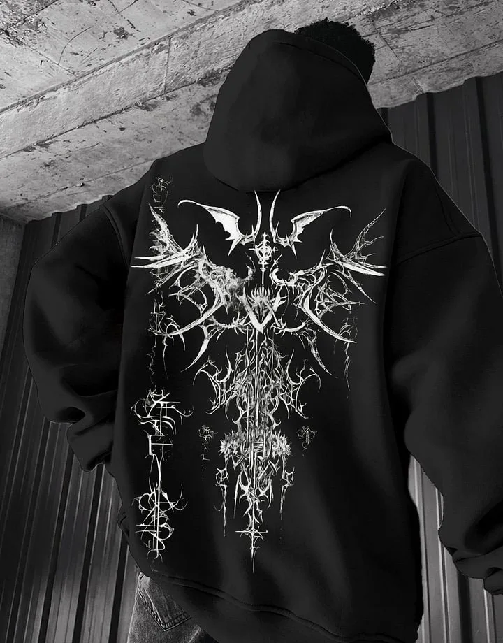 Viking Totem Printed Men's Cotton Fleece Hoodie