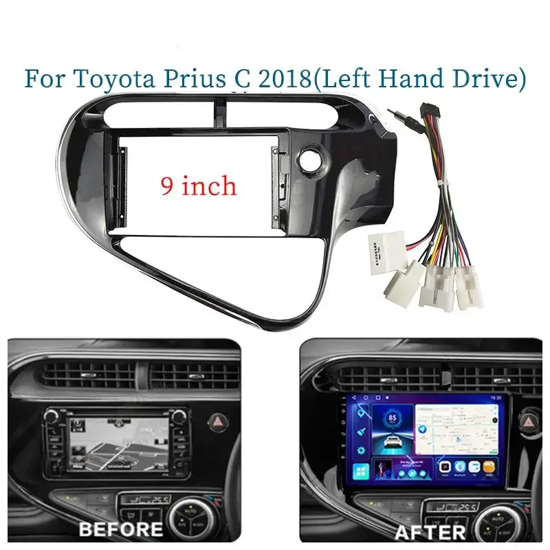 

9 Inch Car Frame Fascia Adapter Decoder Android Radio Dash Fitting Panel Kit For Toyota Prius C 2018