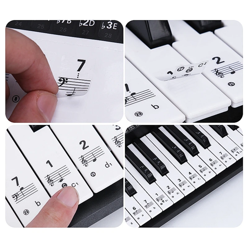 Transparent Color Piano Stickers for 54/61/88 for Key Keyboards Notes Label