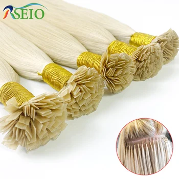 Estensioni dei capelli a punta piatta dritta RSEIO estensioni dei capelli a fusione di capelli umani reali al 100% colore biondo marrone 14-24 pollici 1g/filo