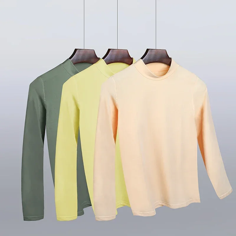 4PC 아동용 보온 속옷, 대형 아동용 면 스웨터, 남아 및 여아용 베이비 베이스 셔츠, 상의, 세미하이넥