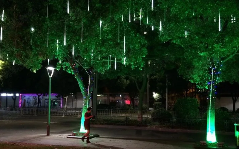 Tanie Słoneczne światła uliczne Meteor prysznic bajkowe oświetlenie LED Garland dekoracje sklep