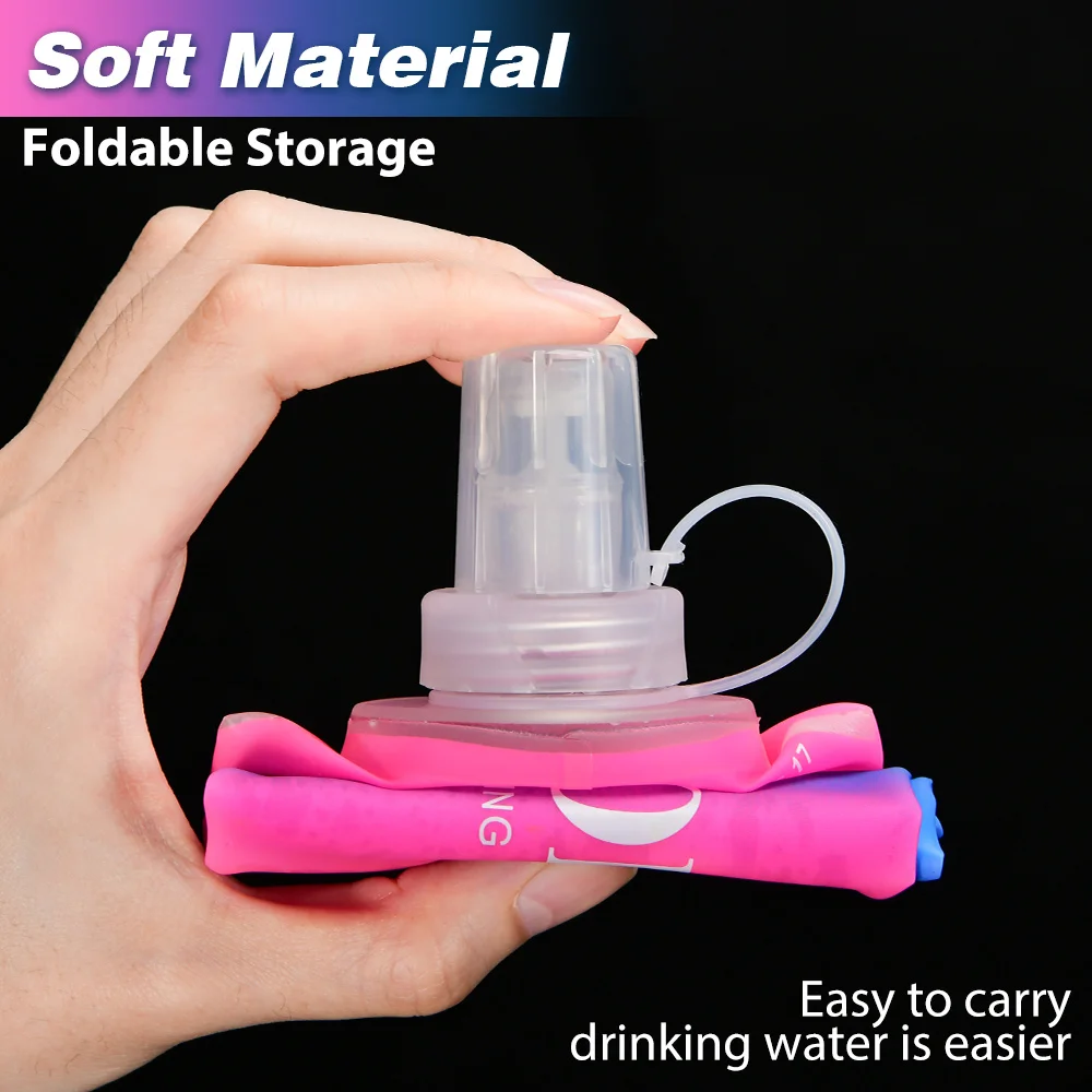 Folding Soft Flask Sport Water Bottle Bag Collapsible BPA Free