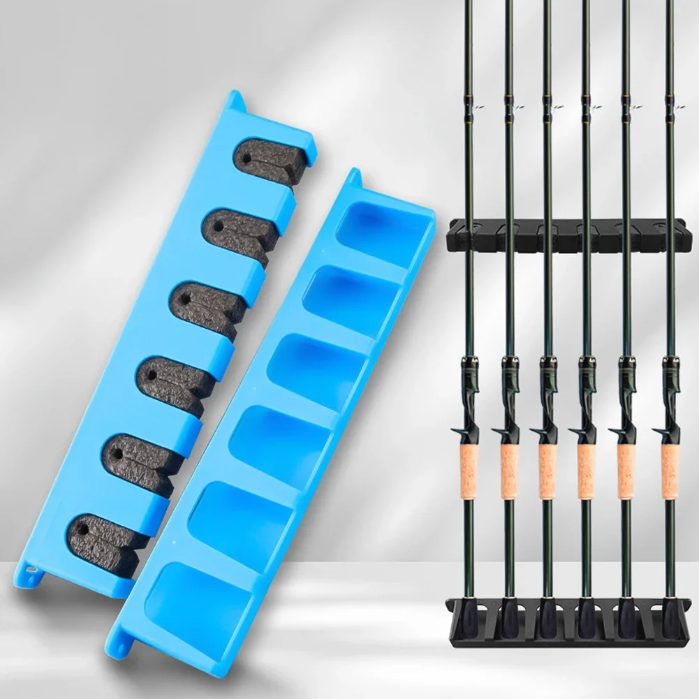 Fishing Rod Holder Horizontal 6-Rod Rack Pole Storage Tool Wall Mount Vertical Display Stand Fishing Accessories