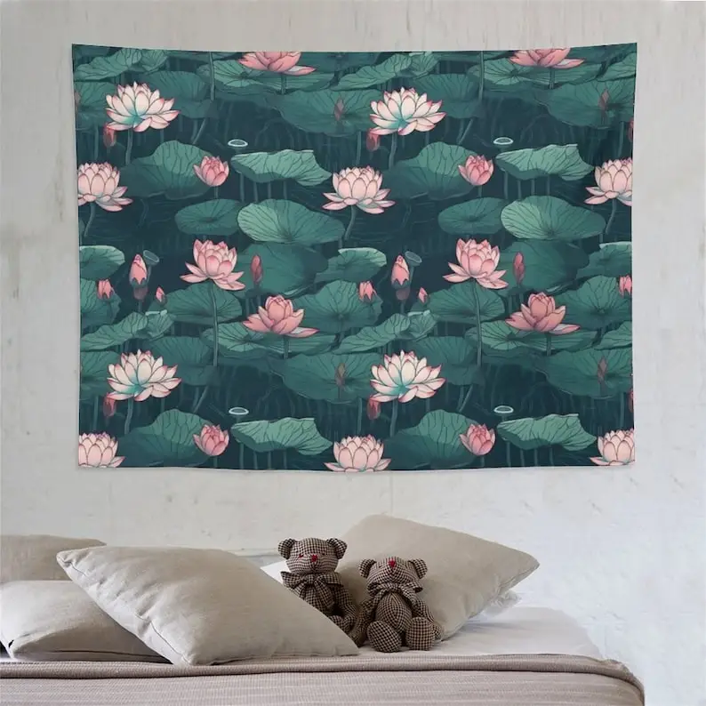 

Abstract Watercolor Lotus Flower Tapestry - Wall Hanging for Home Decoration in Living Room or Bedroom