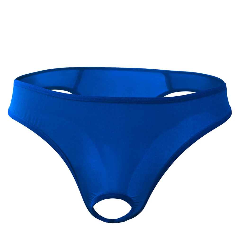 

Open Front Male Sexy Underwear Milk Silk Seemless Panties Peni Hole Pouch Underpant Low Rise Seamless Thong Cock Ring Lingerie