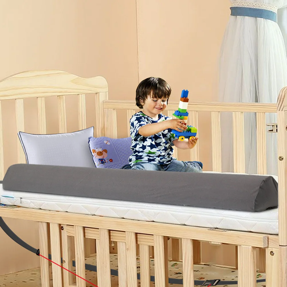 2 Pcs High-rise Bed Guardrail Baby Cribs Bumper Sleeves Grey Pvc Padding Covers Fence