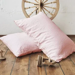 Elegant Pure Linen Throw Pillow Cover - Custom Size Envelope Euro Sham - 50 X 50cm (Pink)