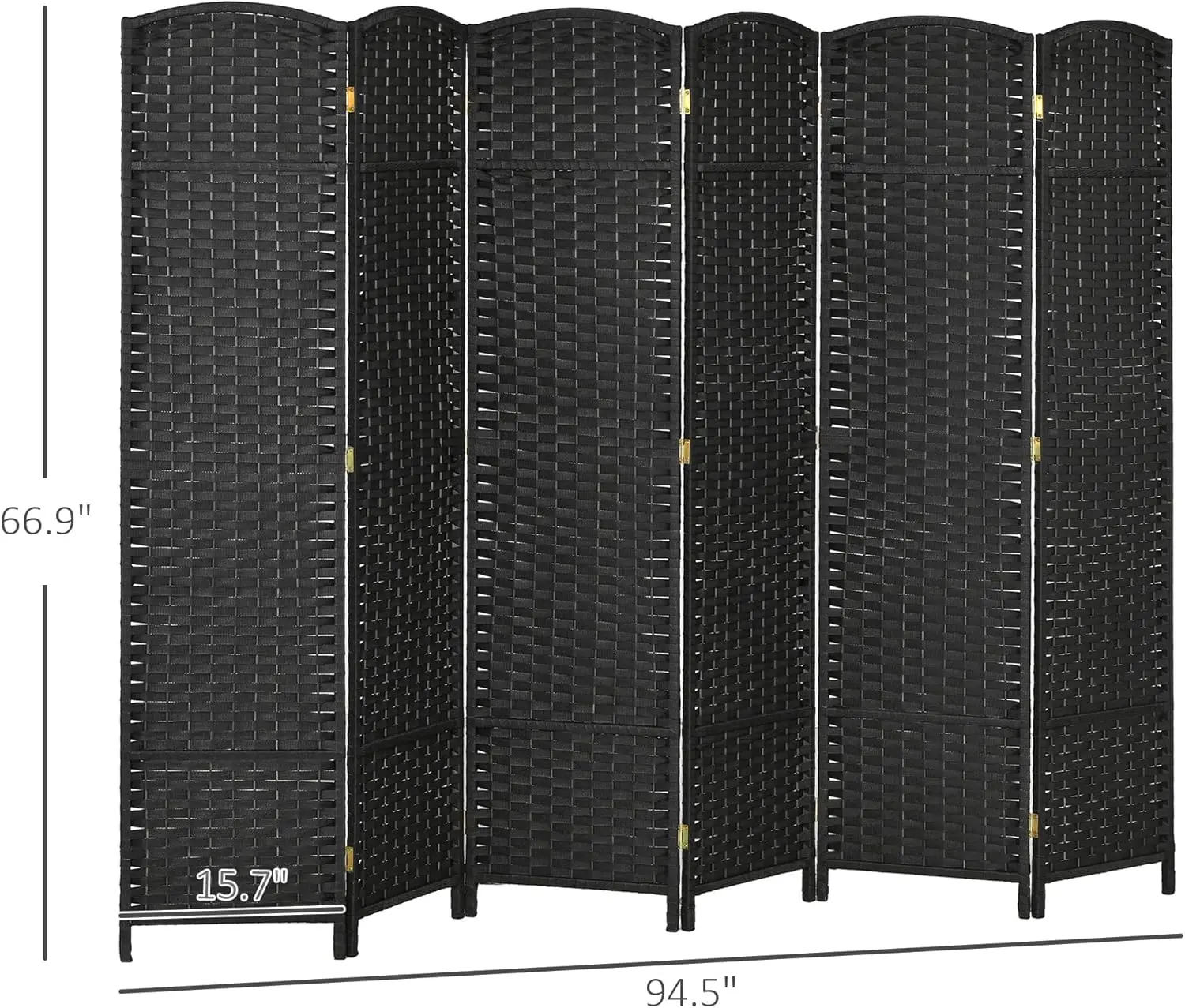 HOMCOM Room Divider, 6 Panel Folding Privacy Screen, 5.6' Tall Freestanding Wall Partition for Home Office, Bedroom, Black 5