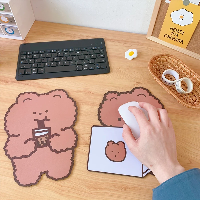 MNTT Mouse pad de urso, desenho animado de coelho Kawaii, tapete