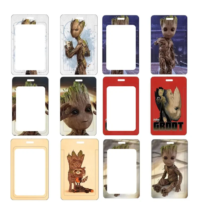 Marvel Baby Groot Card Holder Anime Movie Avengers Pattern Long Lanyard Bank Card Case Bambini Multifunzionale Pasto Card Cover