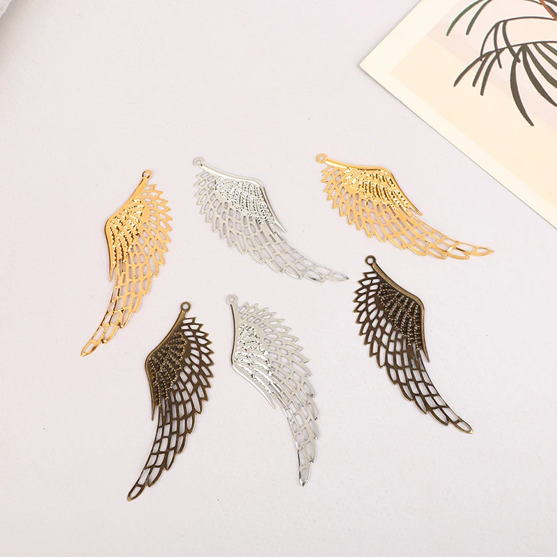 10 Stück filigrane Wraps Engels flügel Anhänger Metall Handwerk für DIY Kopf bedeckung Schmuck machen Accessoires Gold Farbe/Silber/Bronze – Detail 2