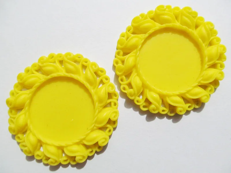 

10pcs Round Flatback (21 Colors) Resin Flower Frame Charm Finding,Filigree Border Base Setting Tray, for 25mm Cabochon/ Cameo