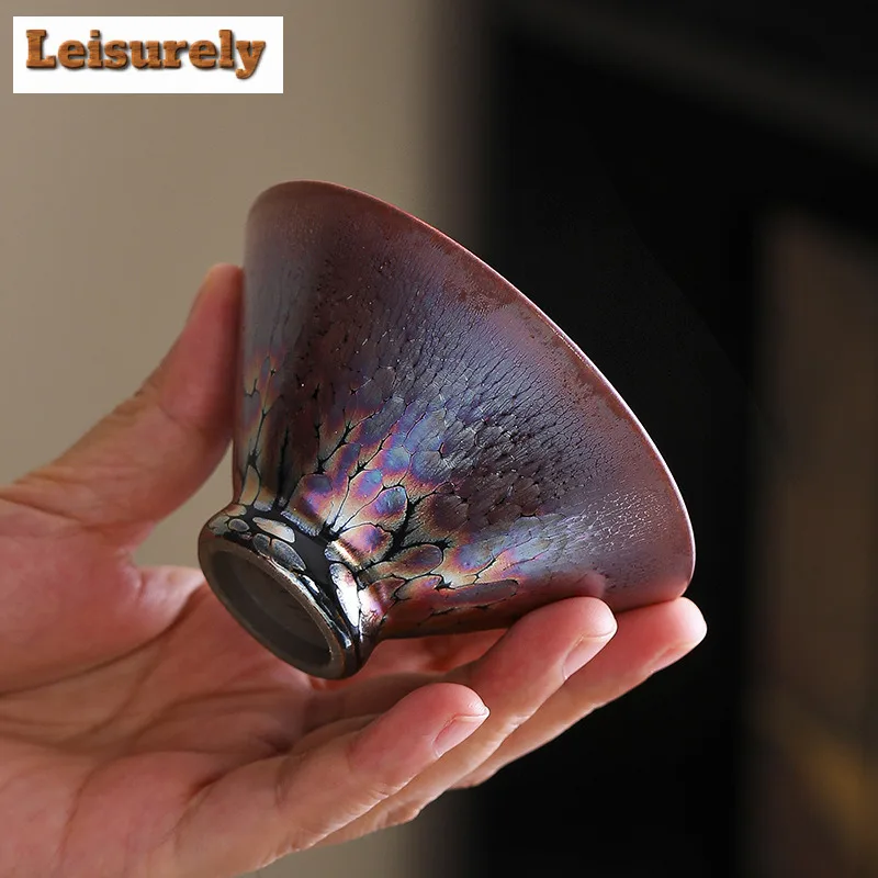 Kiln Fambe Purple Gold Thin-walled Teacup Boutique Tea Bowl Cute Cup Tea-tasting Personal Cup Chazhan Master Cups Tea Services