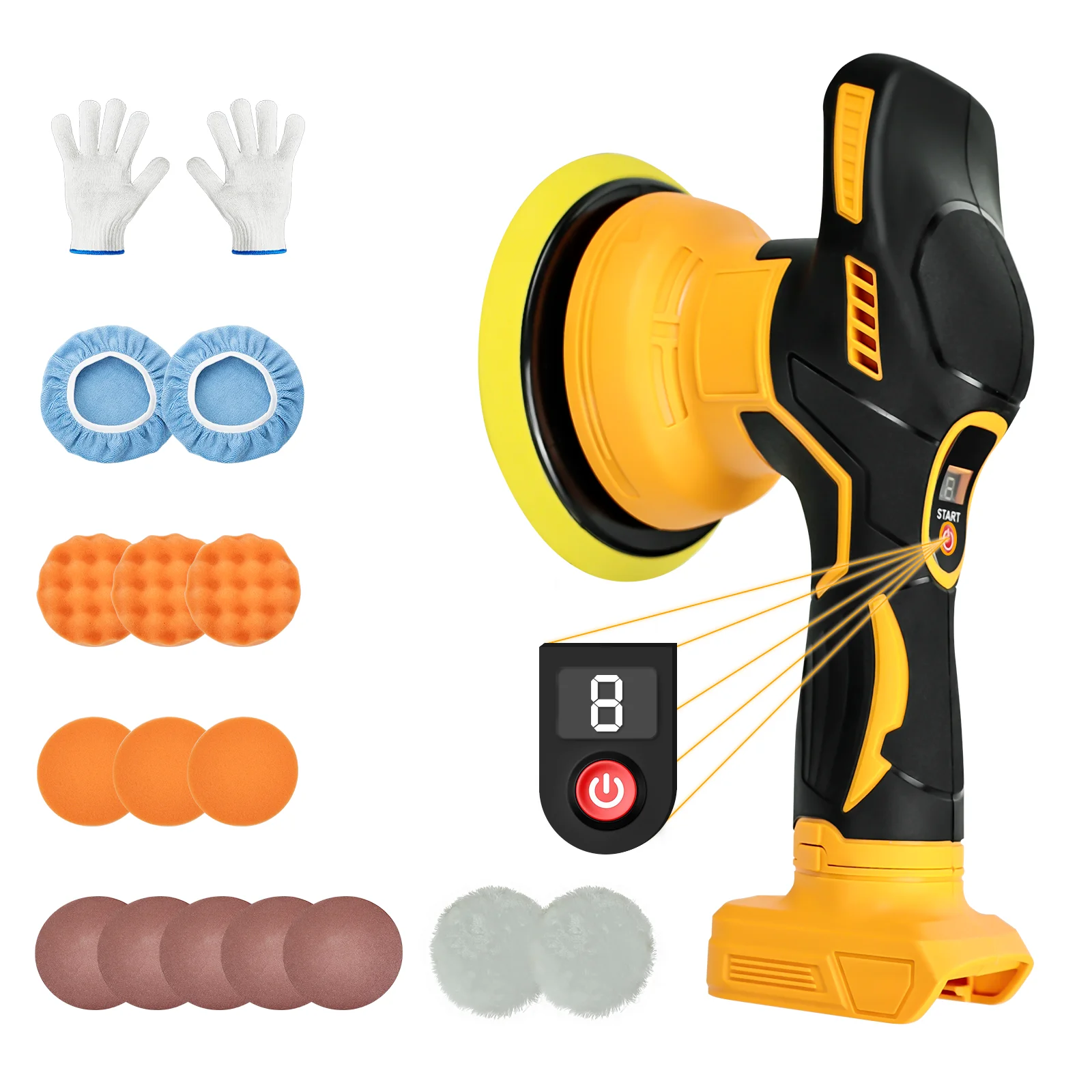 Cordless Car Polisher Cordless Car er Polisher For Dewalt 20V Battery 8-Speeds Car Polishing For Detailing Polishing Waxing Scratch Removing car polisher,cordless car polisher,electric polisher