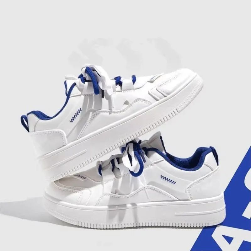 Zapatillas Mujer Trendy Leather Platform Sneakers Lace-up White Shoes Tenis Breathable Socofy Casual Sports Shoes Women 6933