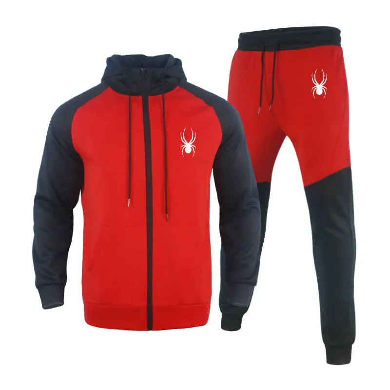 Spring Fal Men's Sportswear Simple Casual Style Hooded Zipper Jacket And Trousers Tracksuit Slim Fit Men's Wear Free Shipping