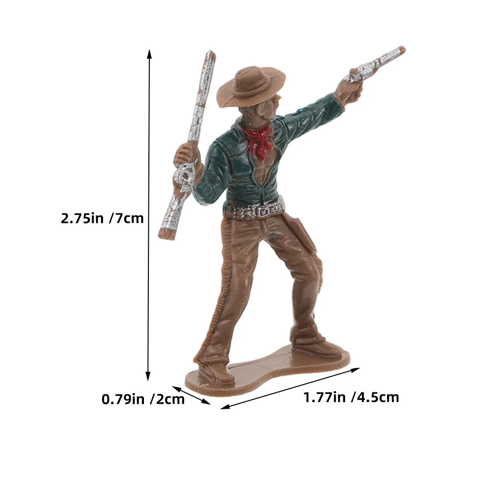 12Pcs 서부 카우보이 피규어 플라스틱 미니 와일드 웨스트 장식 카우보이 파티 용품 아메리칸 스타일 플레이 세트