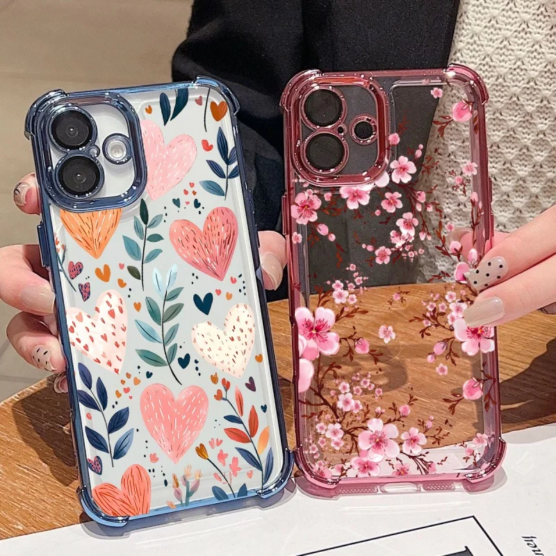 Plating Love Flower Design Phone Case