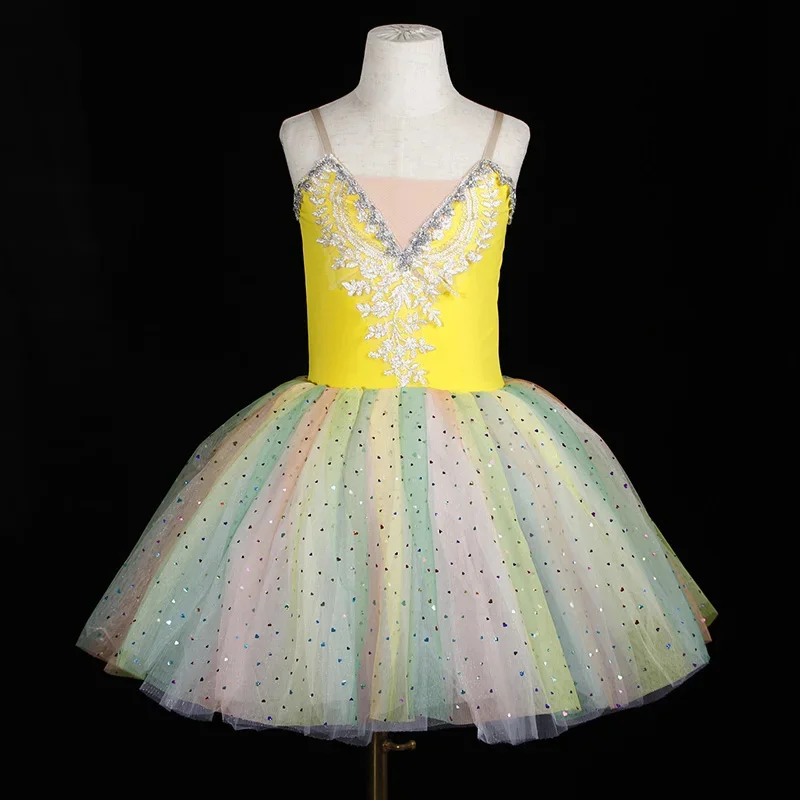 

Sequins Girl Ballet Dance Dress Sleeveless Tutu Mesh Princess Gymnastic Leotard Costume Kid Ballerina Figure Skating Dancewear