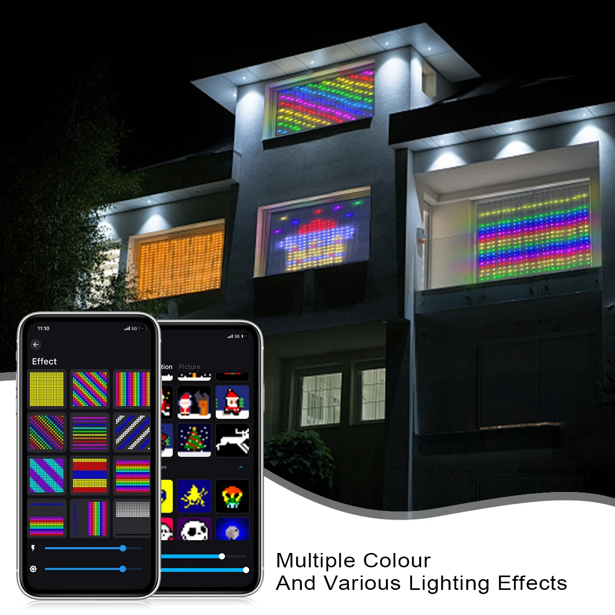 Elegant LED Curtain String Lights - USB-Powered with Bluetooth App for Customizable Patterns, Perfect for Home and Festive Decor