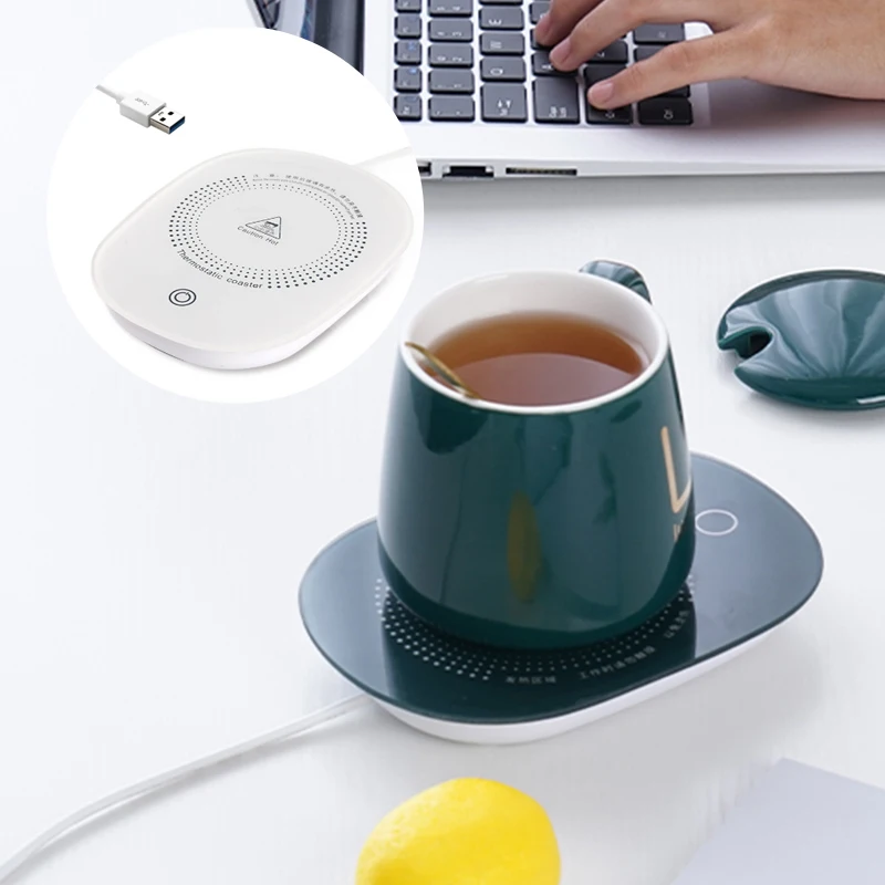 1 PCS heated coffee coaster Electric Heated Coffee Mug Heating Coaster Home Office Milk Tea Water Heating Mat Smart Thermostatic Warmer Pad