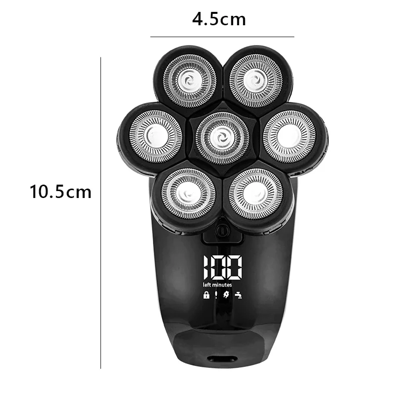 Men's Rechargeable Electric Shaver 7 Floating Heads Beard Nose Ear Hair Trimmer Razor Clipper Facial Brush 5 In 1 7D