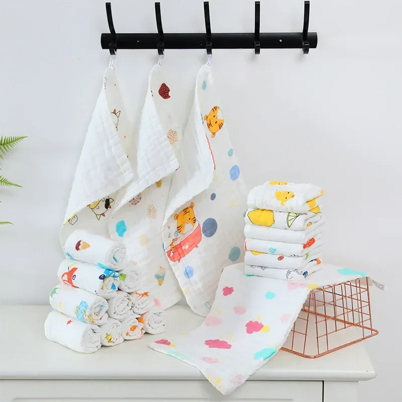 Cotton Muslin Blanket 110*120 cm Soft Muslin Cotton Baby Blanket Cute Cartoon Newborn Blankets Bath Gauze Infant Wrap Sleepsack Stroller Cover Towel