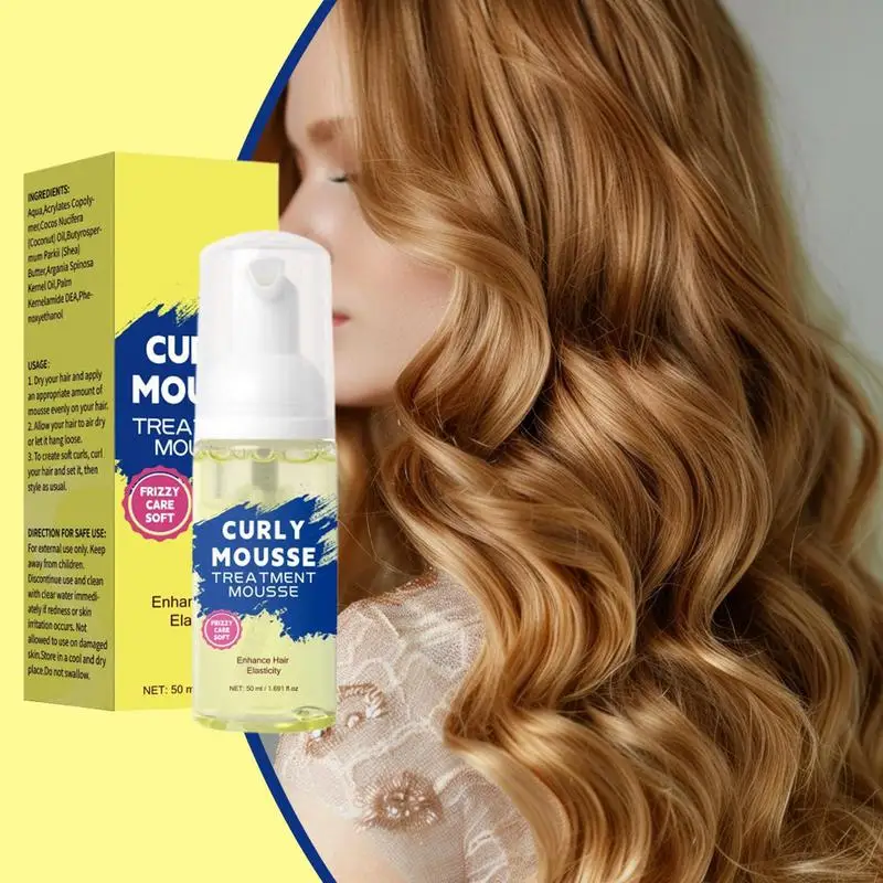 Mousse for Curly Hair Beach Waves Curly Mousse Moisturizing Defining Cream for Hydrated Shiny Hair Add Shine To Dry Curls 50ml