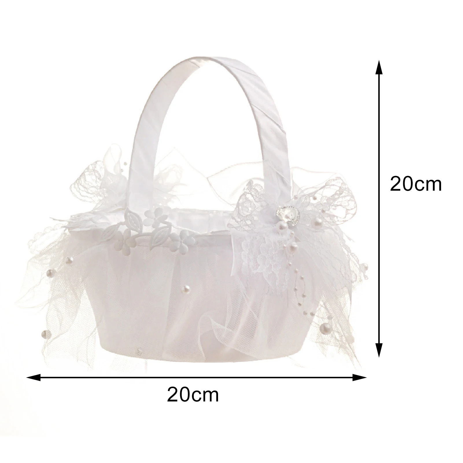 Creative Flower Basket Eye-catching Elegant Appearance Fabric Lace Diamonds Wedding Flower Girl Handheld Basket for Party 6