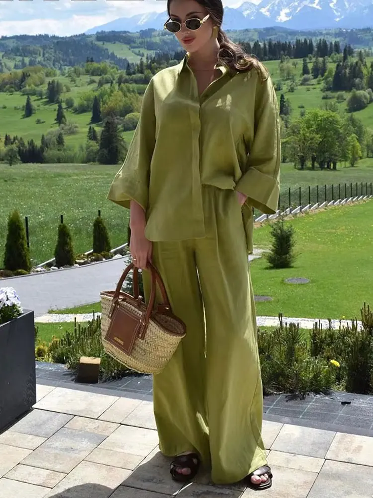 HH 2024 Women Fashion Solid Blouse Single Breasted Long Sleeve Lapel Shirts Casual Loose Female Commuting Chic Top