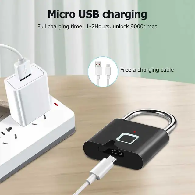 Portable Digit Box Padlock Fingerprint Padlock Waterproof Keyless Security Lock  Anti-theft  USB Smart Rchargeable for Travel 3